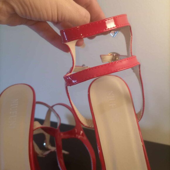 Niufuni Red Strappy Platform High Stiletto Heel - Picture 3 of 8
